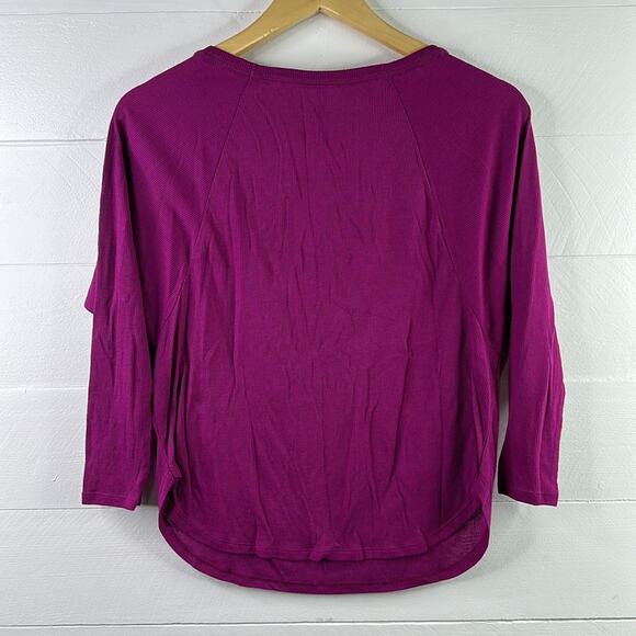 AMERICAN EAGLE Purple Ribbed 3/4 Sleeve Dolman Style Scoop Neck Top Shirt XS - Picture 2 of 8